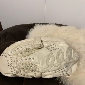 PU leather cream colored four seasons clutch bag